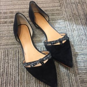 J. Crew Velvet Flats with Sparkle Bow - Size 7.5